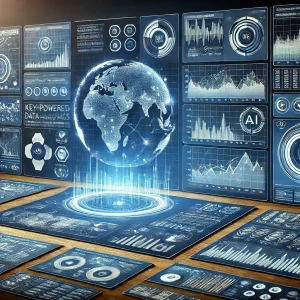 Business Intelligence & Analytics dall·e 2025 02 20 10.49.05 a futuristic data analysis system interface with interactive charts graphs and dashboards. the design features a high tech blue toned aesthetic wit